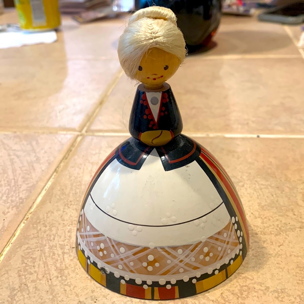 Vintage 1960/70's SALVO Wooden Girl Doll FOLK Souvenir about 5”